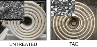 TAC prevents mineral buildup on heating element